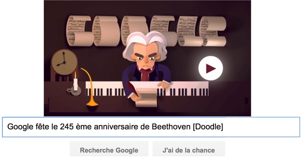 Google fête le 245ème anniversaire de Beethoven [#Doodle]