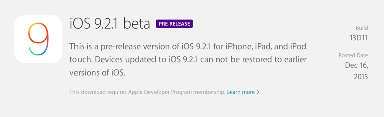 L'iOS 9.2.1 bêta 1 est disponible pour les développeurs