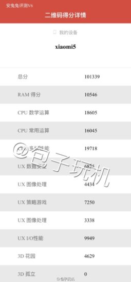 Le Xiami Mi5 passerait la barre des 100 000 points sur AnTuTu
