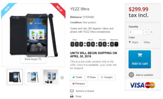 #CES2016 - Yezz a présenté son Sfera, un smartphone à vous faire tourner la tête