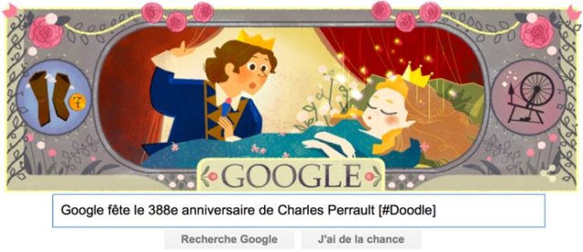 Google fête le 388e anniversaire de la naissance de Charles Perrault [#Doodle]