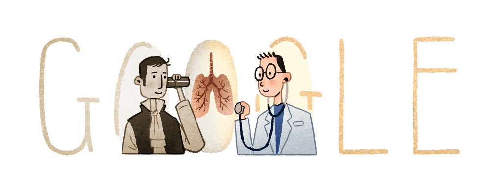 Google fête le 235e anniversaire de René Laennec [#Doodle]