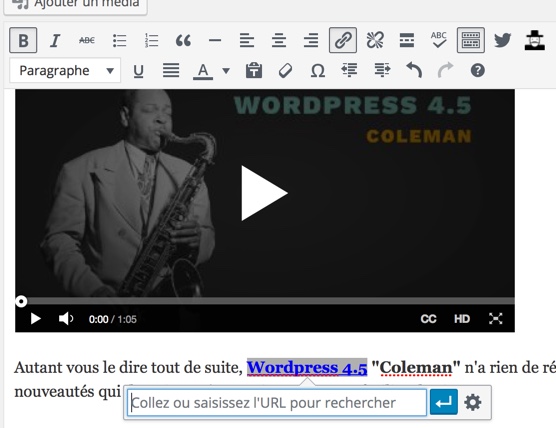 Wordpress 4.5 "Coleman" est disponible