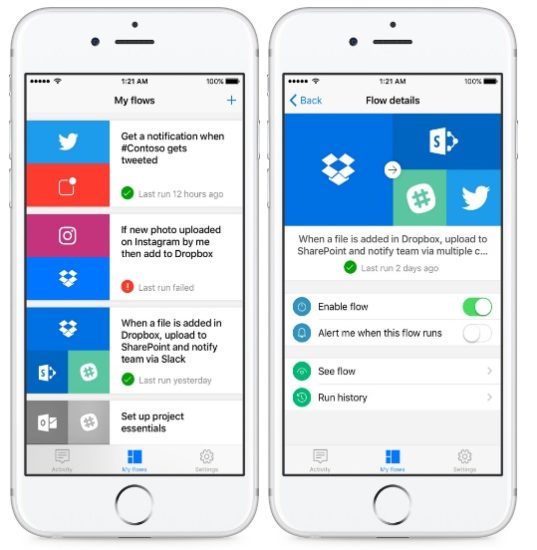 Flow, le générateur de workflow de Microsoft débarque sur iOS