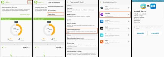 L'application Samsung S Health est compatible avec Fitbit, Jawbone et Misfit