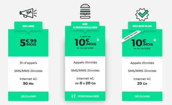 SFR propose un forfait Red 20Go pour 10 euros par mois sans limite de temps