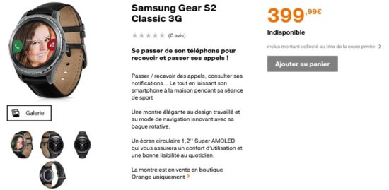 Orange propose la montre connectée Samsung Gear S2 Classic 3G