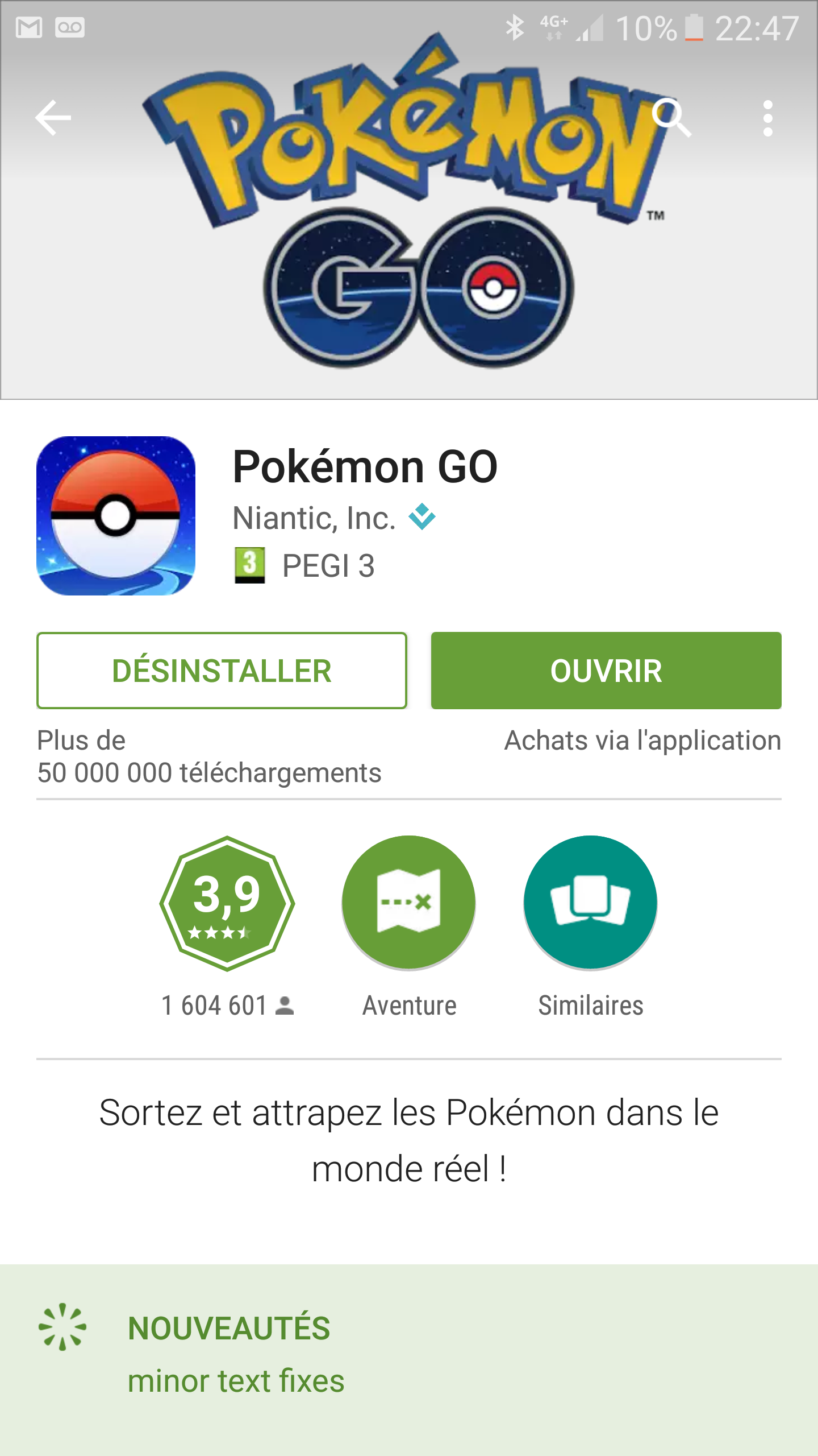 #PokemonGO a été téléchargé plus de 50 millions de fois sur le Play Store en 21 jours !