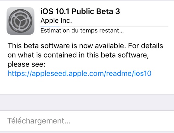 L'iOS 10.1 bêta 3 est disponible pour les développeurs et le public