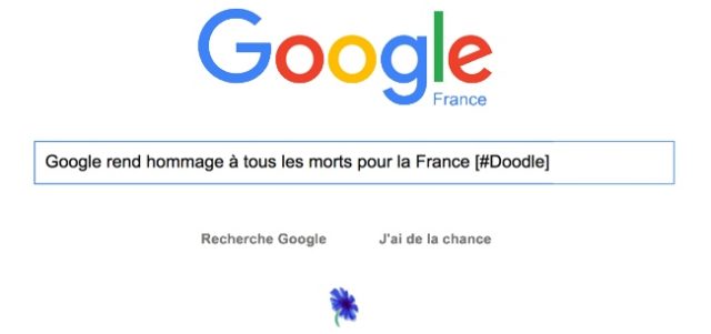 Google rend hommage à tous les morts pour la France [#Doodle]