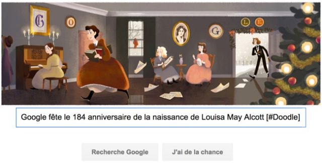 Google fête le 184e anniversaire de la naissance de Louisa May Alcott [#Doodle]
