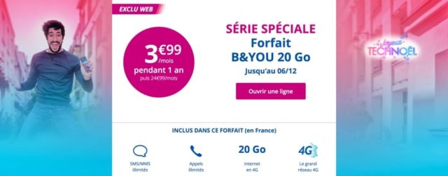 Le forfait B&You de 20Go bradé à 3,99€/mois