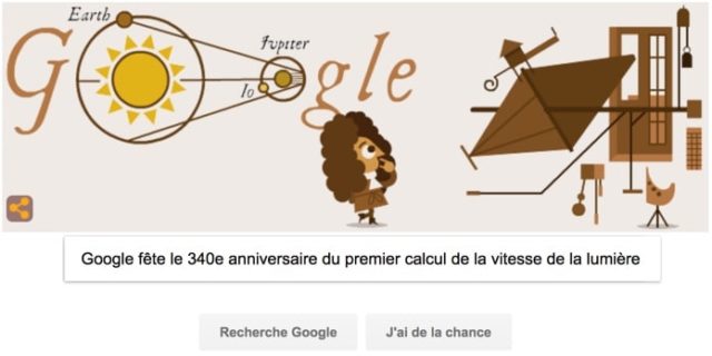 Google fête le 340e anniversaire de la détermination de la vitesse de la lumière [#Doodle]