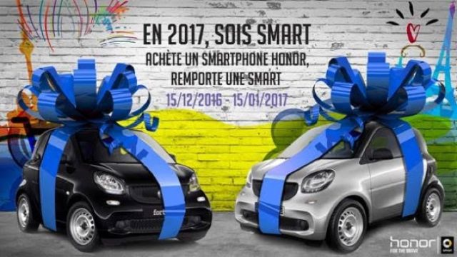 Honor fait gagner une Smart à ses clients pour Noël