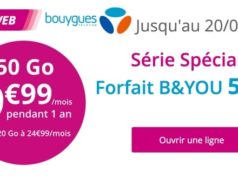 B&You propose un forfait 50 Go à 9,99€/mois pendant un an