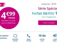 Le forfait B&You 10 Go à 4,99€/mois pendant 1 an