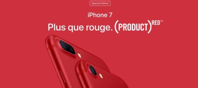 Apple lance en édition spéciale, des iPhone 7 et iPhone 7 Plus de couleur rouge