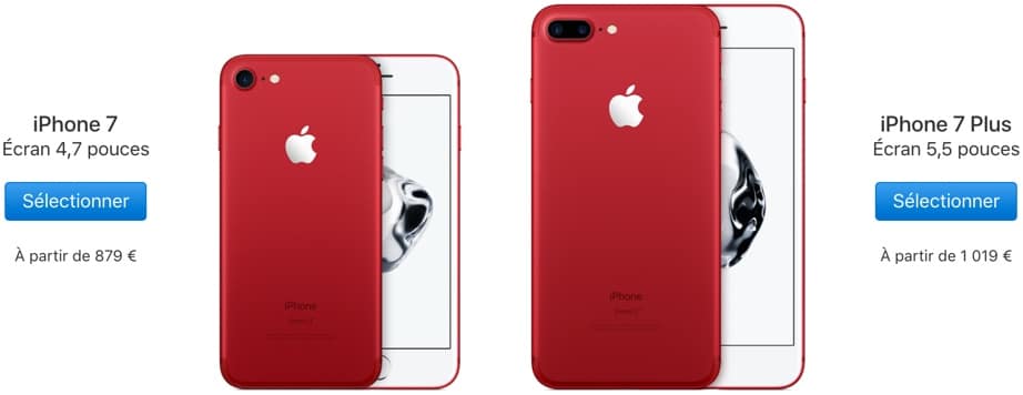 Apple lance en édition spéciale, des iPhone 7 et iPhone 7 Plus de couleur rouge