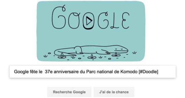 Google fête le 37e anniversaire du Parc national de Komodo [#Doodle]