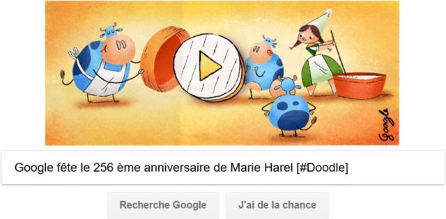 Google fête le 256 ème anniversaire de Marie Harel [#Doodle]