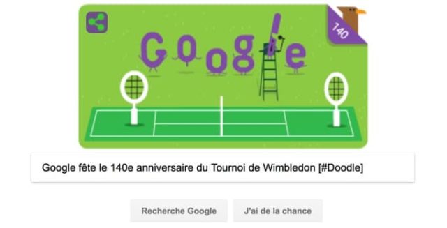 Google fête le 140e anniversaire du Tournoi de Wimbledon [#Doodle]