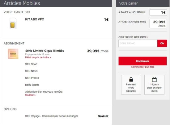 SFR dévoile un forfait Gigas illimités avec data illimité pour 39,99€ par mois