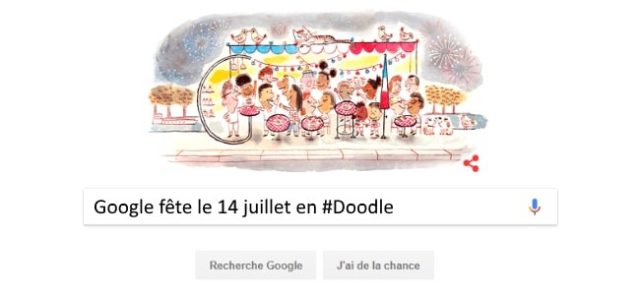 Google fête le 14 juillet en #Doodle