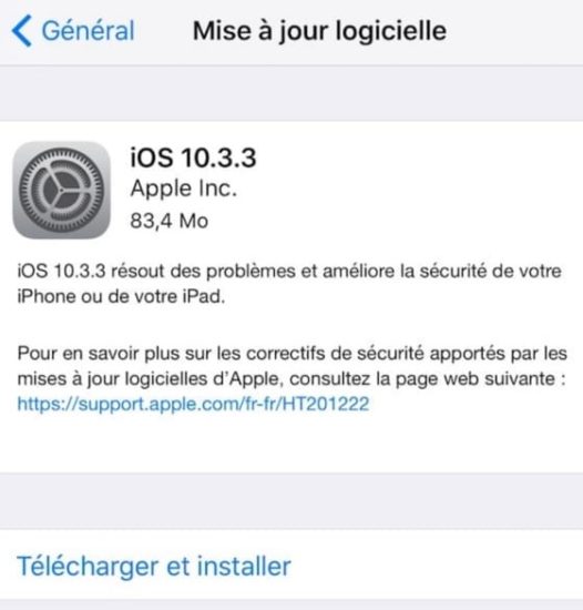 L'iOS 10.3.3 est disponible au téléchargement [liens directs]