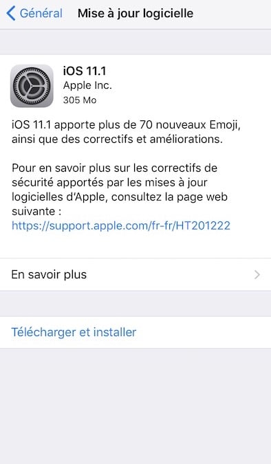 L’iOS 11.1 est disponible au téléchargement [liens directs]