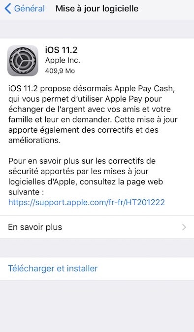 L'iOS 11.2 est disponible au téléchargement [liens directs]