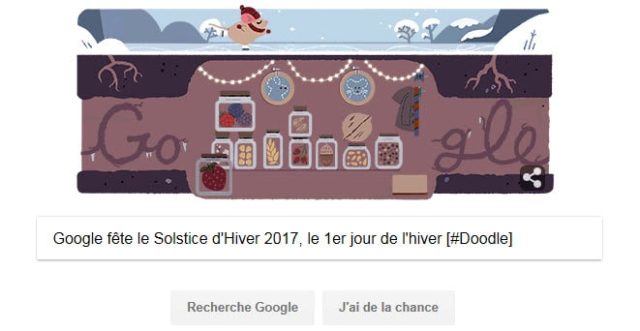 Google fête le Solstice d'Hiver 2017, le 1er jour de l'hiver [#Doodle]