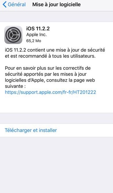 L’iOS 11.2.2 est disponible au téléchargement [liens directs]