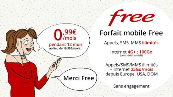Le forfait Free Mobile 100Go est à 0,99€/mois pendant 1 an sur vente-privee.com