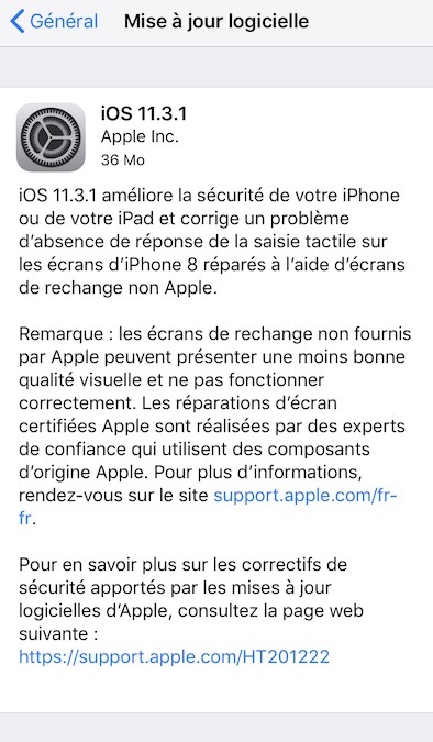 L'iOS 11.3.1 est disponible au téléchargement [liens directs]