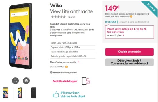 Le Wiko View Lite débarque en avant-première chez Orange et Sosh