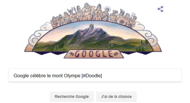 Google célèbre le mont Olympe (Mount Olympus) [#Doodle]