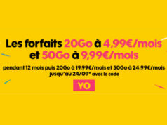 Sosh brade ses forfaits 20 Go à 4.99€/mois ou 50 Go à 9.99€/mois pendant 1 an