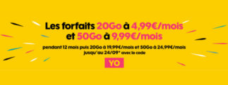 Sosh brade ses forfaits 20 Go à 4.99€/mois ou 50 Go à 9.99€/mois pendant 1 an