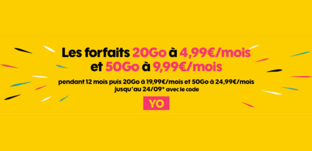 Sosh brade ses forfaits 20 Go à 4.99€/mois ou 50 Go à 9.99€/mois pendant 1 an