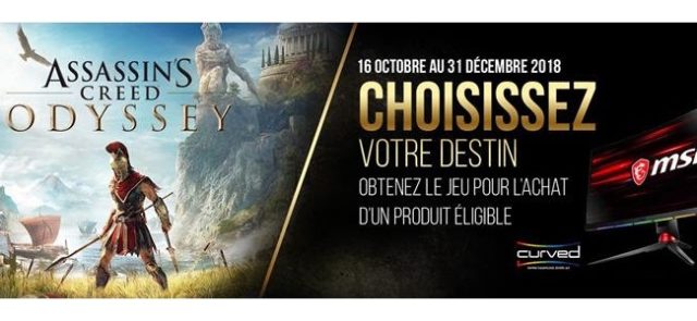 MSI et Ubisoft s'associent pour offrir le jeu Assassin's Creed Odyssey