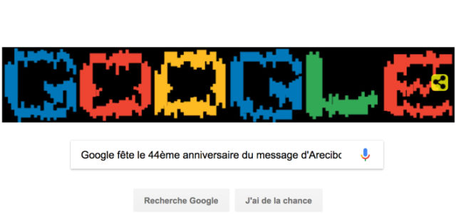 Google fête le 44ème anniversaire du message d'Arecibo [#Doodle]