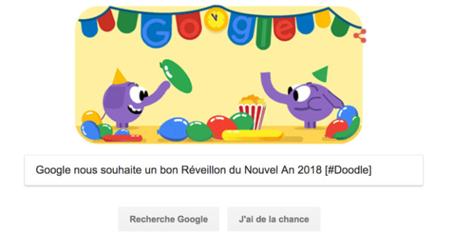 Google nous souhaite un bon Réveillon du Nouvel An 2018 [#Doodle]