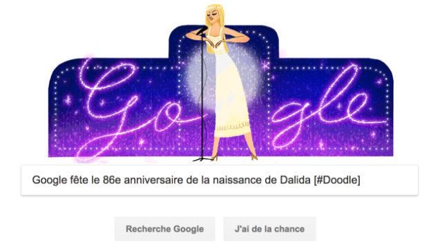 Google fête le 86e anniversaire de la naissance de Dalida [#Doodle]