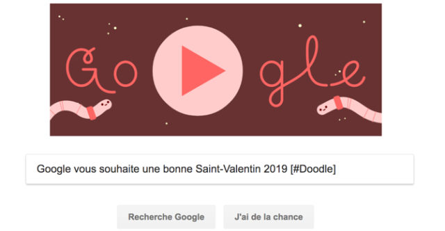 Google vous souhaite une bonne Saint-Valentin 2019 [#Doodle]