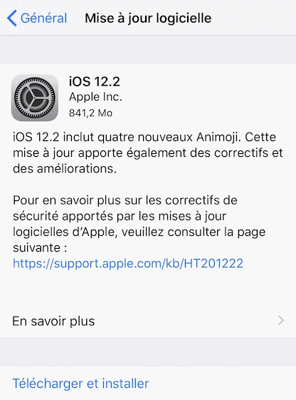 L'iOS 12.2 est disponible au téléchargement