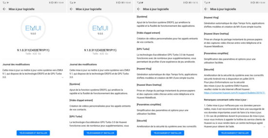 Huawei publie les dates de mise à jour vers EMUI 9.1 pour plusieurs smartphones