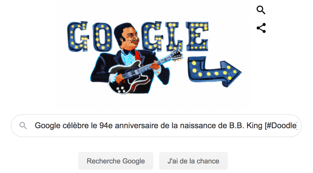 Google célèbre le 94e anniversaire de la naissance de B.B. King [#Doodle]