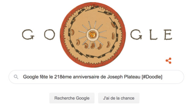 Google fête le 218ème anniversaire de Joseph Plateau [#Doodle]
