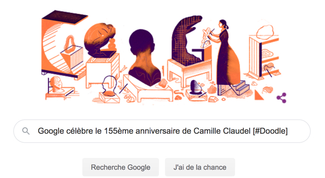 Google célèbre le 155ème anniversaire de Camille Claudel [#Doodle]