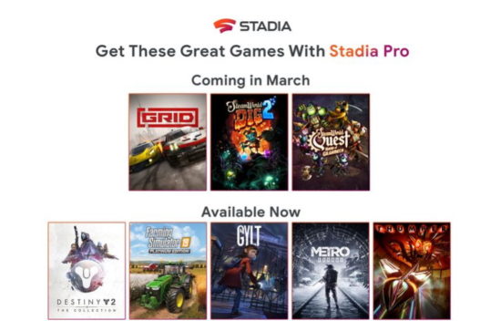 Google : les jeux Stadia Pro du mois de Mars